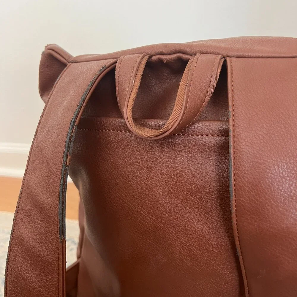 Azaria Brown Leather Baby Diaper Bag Backpack